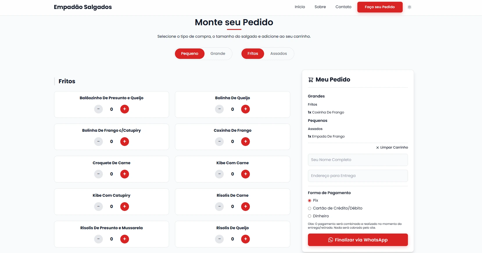 Pré-visualização da Loja de Salgados