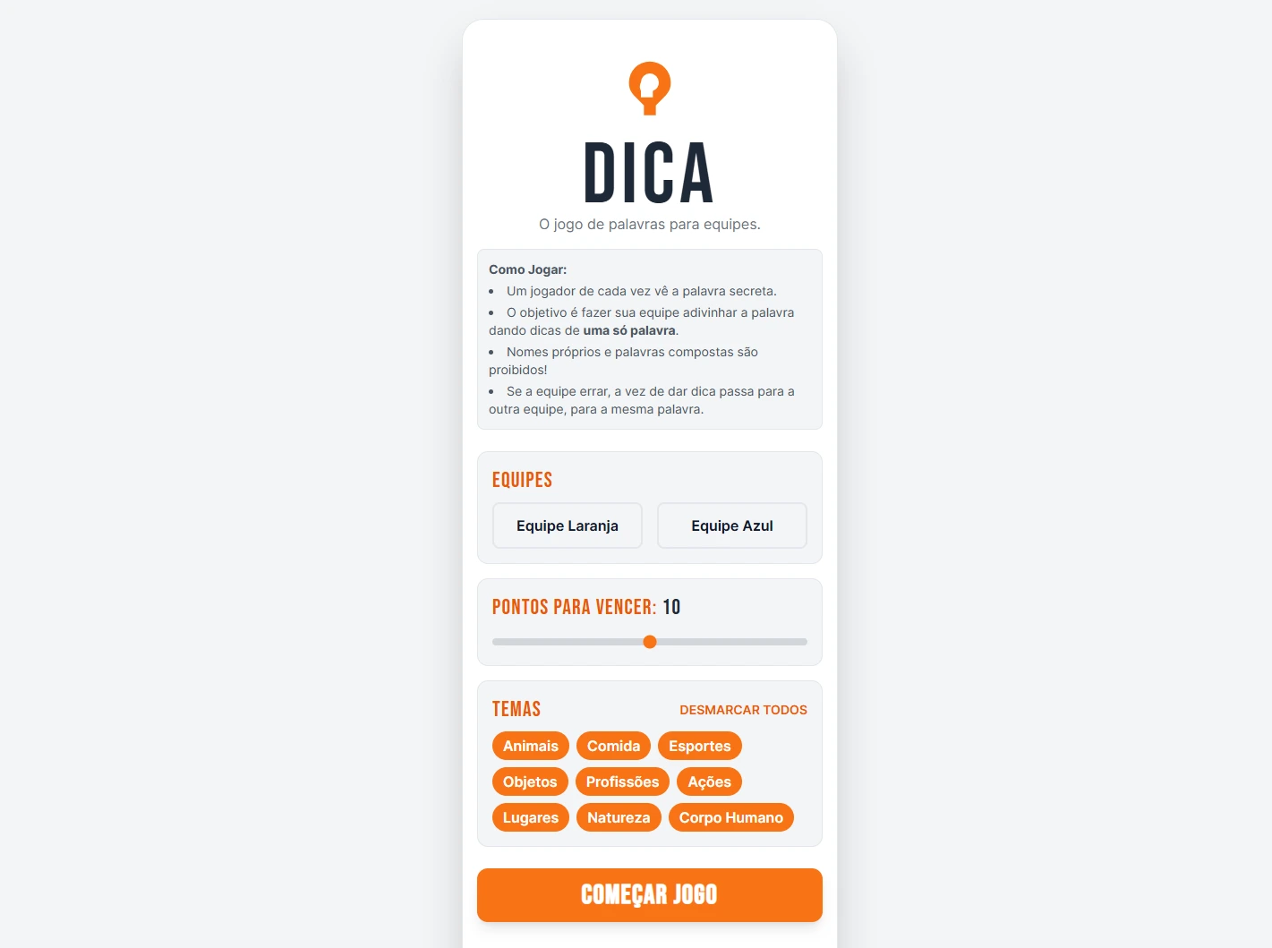 Pré-visualização do Jogue Dica