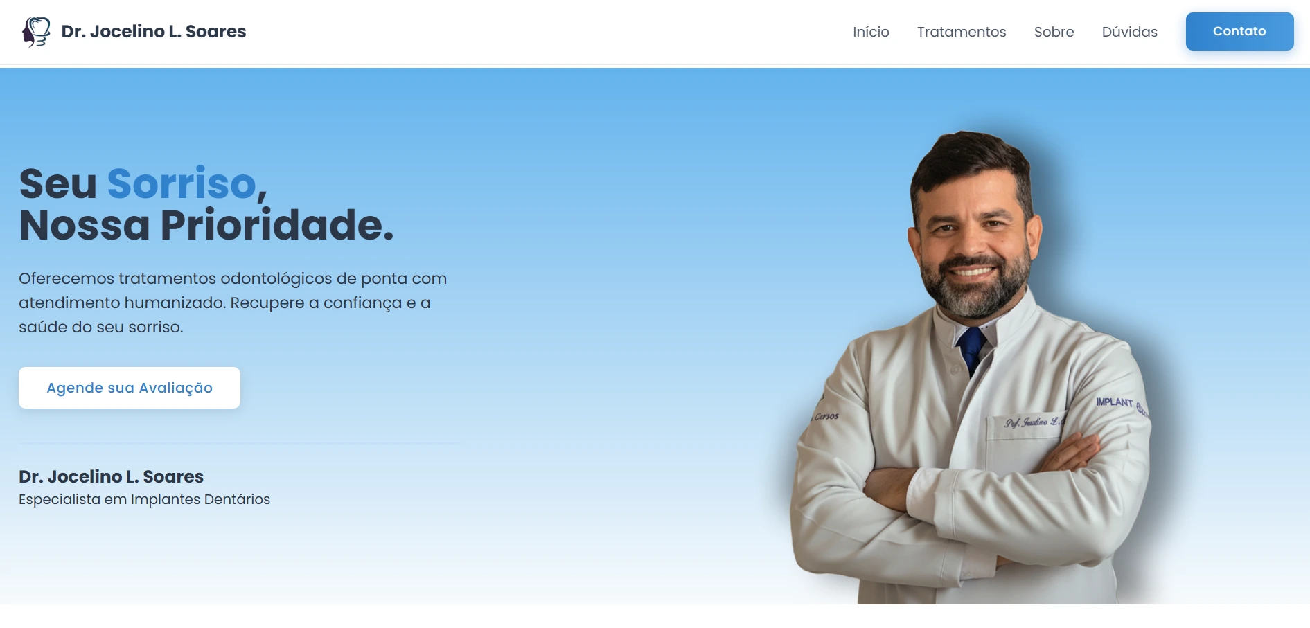 Pré-visualização do site de Odontologia